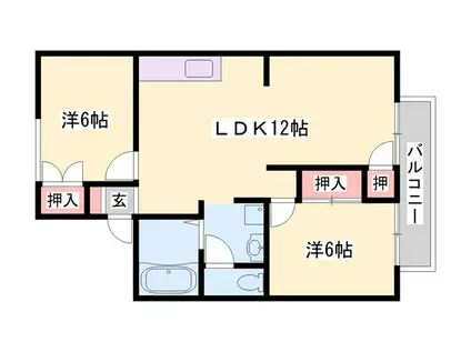 ハイネスKII(2LDK/2階)の間取り写真