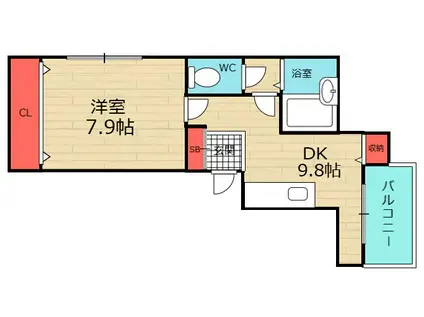 ドムス大英(1DK/2階)の間取り写真