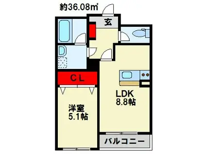 プレステージ森下(1LDK/4階)の間取り写真