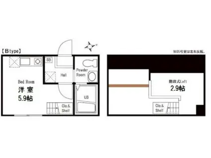 ハーミットクラブハウス三ツ沢南町II(ワンルーム/2階)の間取り写真