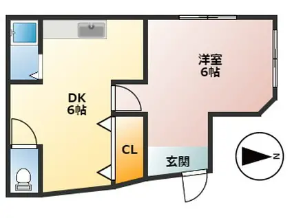 猪名寺1丁目文化(1DK/1階)の間取り写真