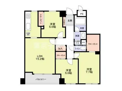 マルベリー小石川(3LDK/3階)の間取り写真