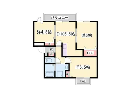 グリーンハイツA・B棟(3DK/2階)の間取り写真