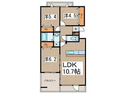 ドルフ南本宿II(3LDK/1階)の間取り写真