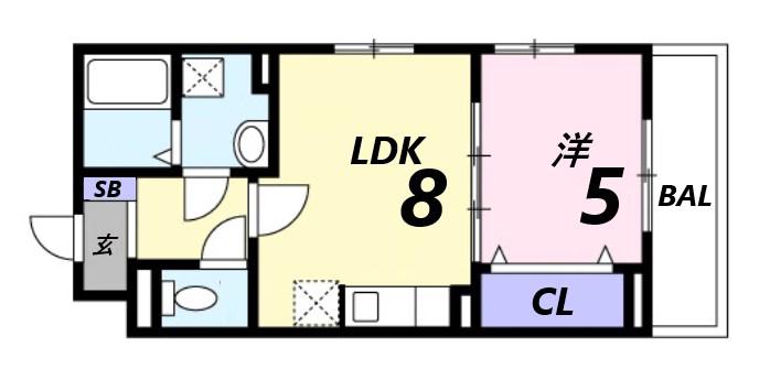 ズュートヴィント(1LDK/2階)の間取り写真