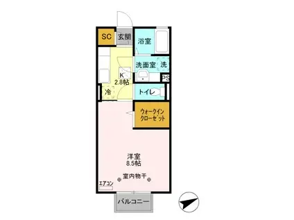 D-ROOM ピーノ・ドマーニ205(1K/2階)の間取り写真