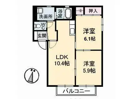 レスポワール小島 B棟(2LDK/1階)の間取り写真