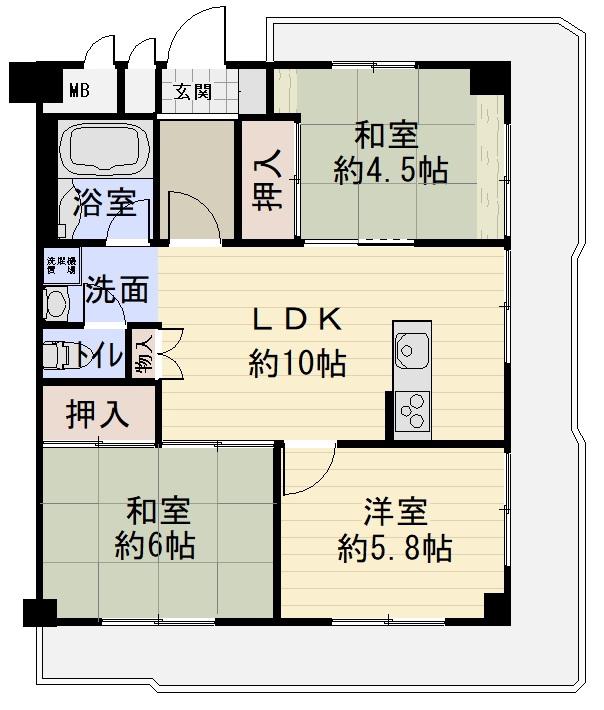 朝日プラザフェニックス(3LDK/5階)の間取り写真