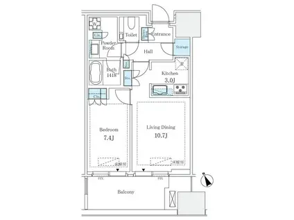 麻布台ヒルズレジデンスB(1LDK/11階)の間取り写真