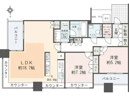 パークタワー横浜ステーションプレミア(2SLDK/31階)の間取り写真