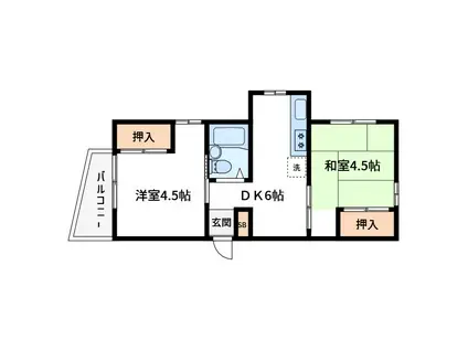 コスモ壱番館(2DK/3階)の間取り写真