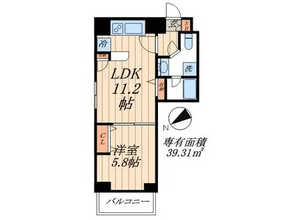 ステージファースト新御徒町(1LDK/3階)の間取り写真