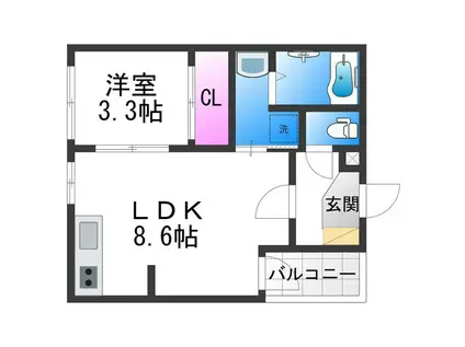 ハーモニーテラス安立IV(1LDK/1階)の間取り写真