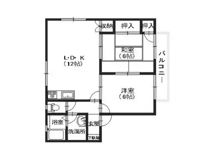 フローラル梅林C(2LDK/2階)の間取り写真