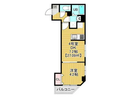 カイテキースV(1DK/2階)の間取り写真