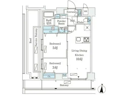リテラス住吉(2LDK/8階)の間取り写真