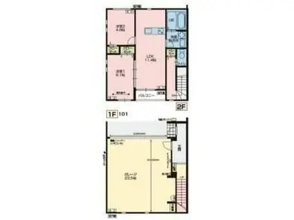 BELL COURAGEベル クラージュ(2LDK/1階)の間取り写真