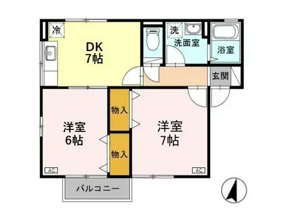 プレミール(2DK/2階)の間取り写真