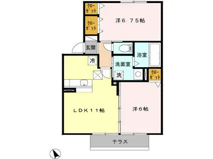 エトワールボワ(2LDK/1階)の間取り写真