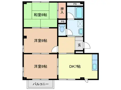 フルハーモニー(3DK/1階)の間取り写真