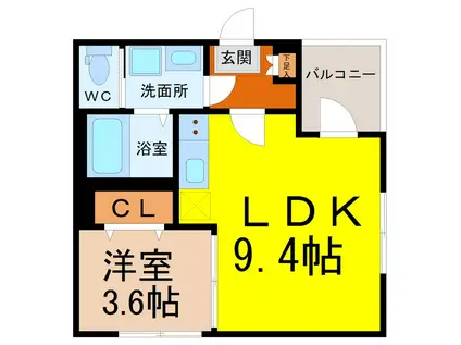 中村公園レジデンス(1LDK/3階)の間取り写真