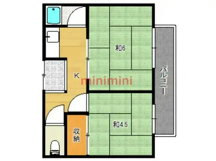 辻子マンション(2DK/3階)の間取り写真