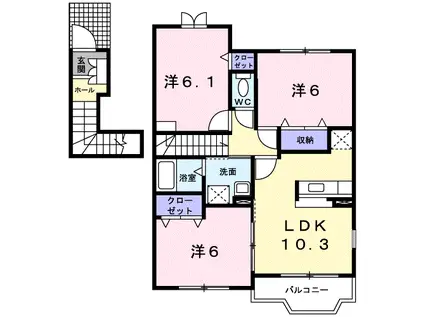 アスターラビスタII(3LDK/2階)の間取り写真
