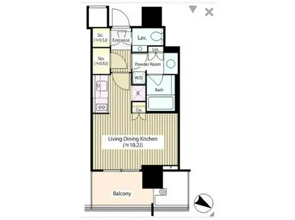 THE ROPPONGI TOKYO CLUB RESIDENCE(ワンルーム/13階)の間取り写真