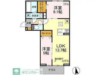 ガーネット(2LDK/1階)の間取り写真