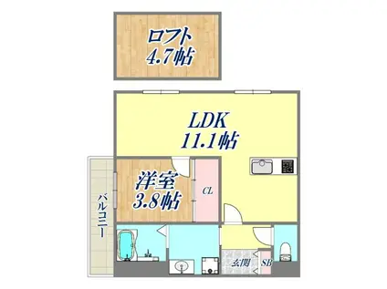 MICA ELENO苦楽園(1LDK/1階)の間取り写真