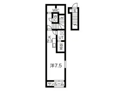 エレファントII(1K/2階)の間取り写真