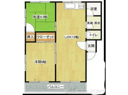 エアーハイツ(2LDK/2階)の間取り写真