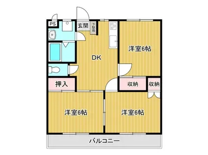 フレックス21(3DK/1階)の間取り写真