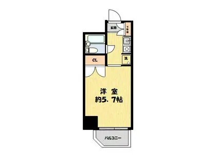 コスモ亀有V(1K/12階)の間取り写真