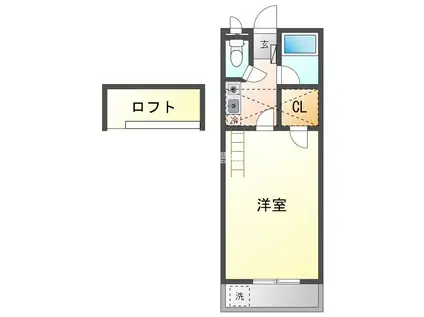 セザンヌ菰口(1K/2階)の間取り写真
