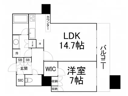 THE KITAHAMA(1LDK/29階)の間取り写真