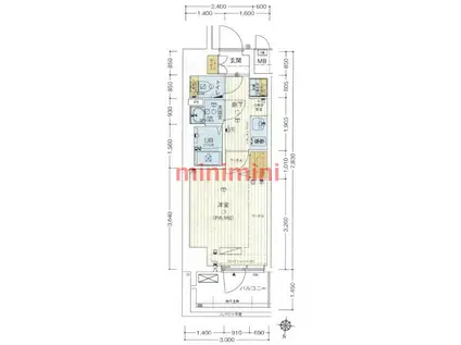 メルディアクレスト大阪ノース(1K/3階)の間取り写真