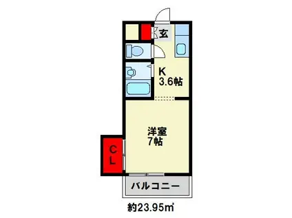 シャトレ紅梅(1K/3階)の間取り写真