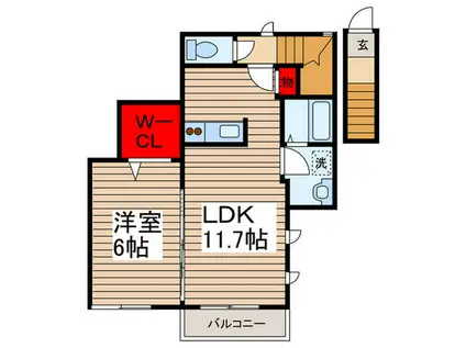 プロウノン高砂 B棟(1LDK/2階)の間取り写真