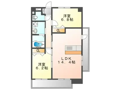 S-FORT西郊通(2LDK/3階)の間取り写真