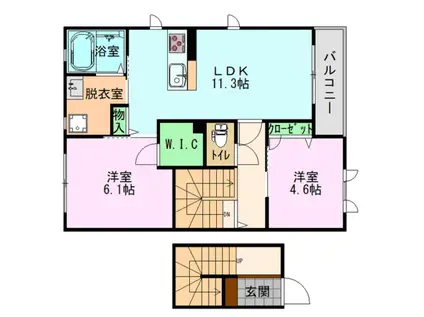 シュッドソワプレージ(2LDK/2階)の間取り写真