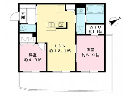 ラメール(2LDK/1階)の間取り写真