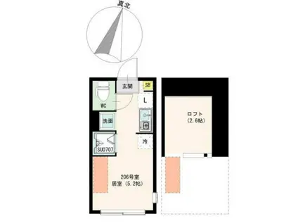 ソラリエ大泉学園(ワンルーム/2階)の間取り写真