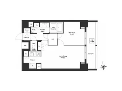 コンフォリア秋葉原ノース(1LDK/14階)の間取り写真