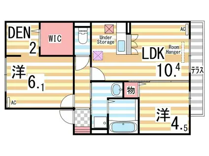 グランドゥール畷(2LDK/1階)の間取り写真