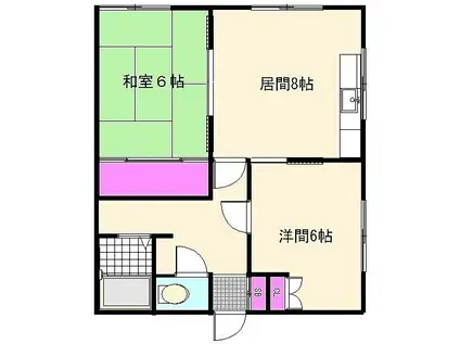 第1佐伯マンション(2DK/2階)の間取り写真