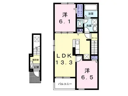 ソレイユ(2LDK/2階)の間取り写真