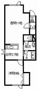 Mブルームーン(1LDK/1階)の間取り写真