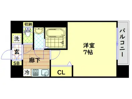 フォーリアライズ阿波座ウエスト(1K/2階)の間取り写真