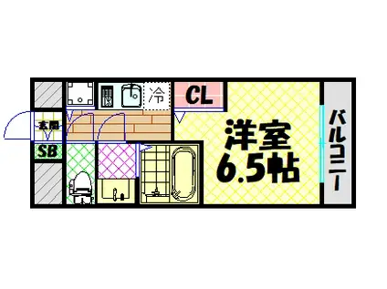 エスリード南堀江レジデンス(1K/2階)の間取り写真